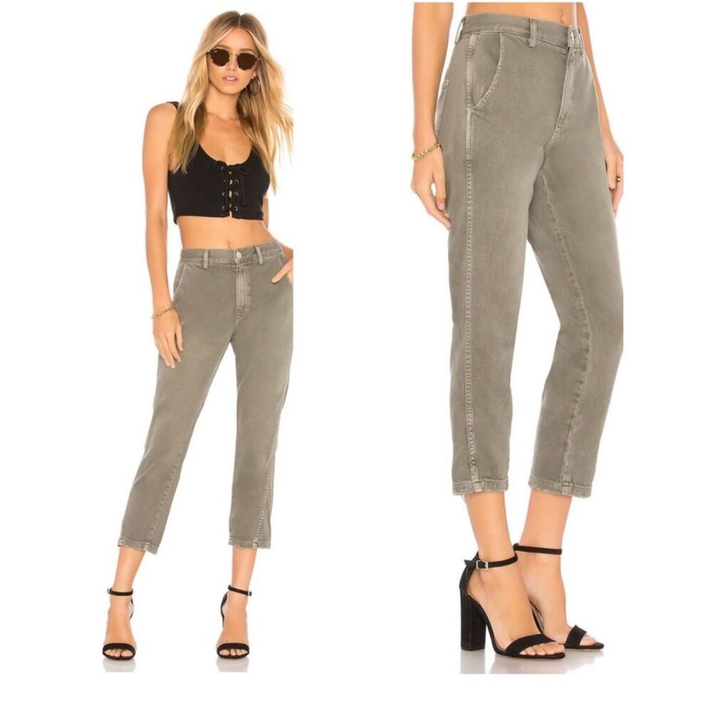 AMO Slouch Trouser Pant Green Gray Straight Leg Womens 30